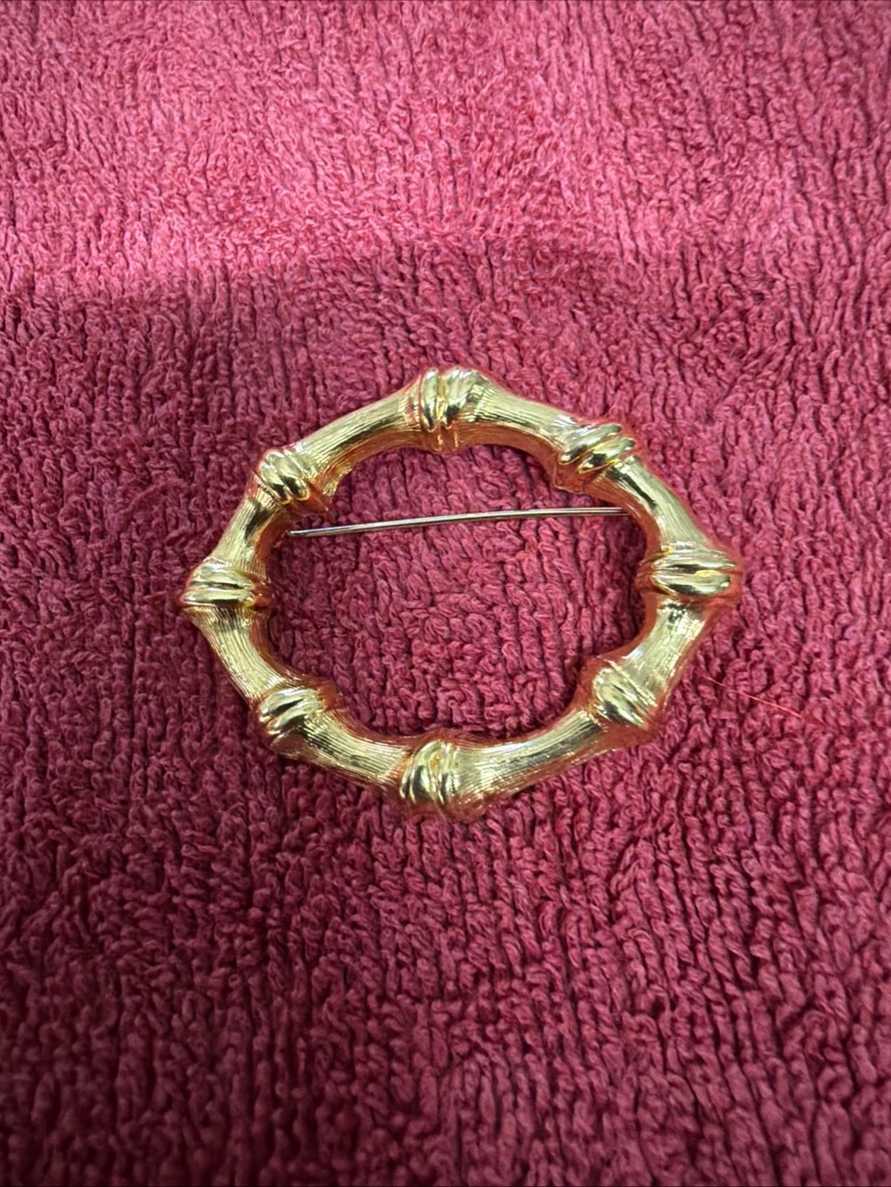 Monet Gold Bamboo-Inspired Round Brooch - Women Jewelry